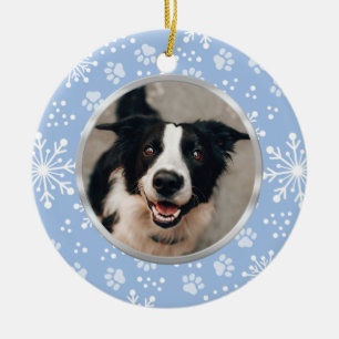 Blaues Schneeflockenmuster Muster Foto Keramik Ornament