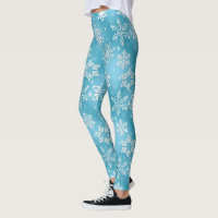Blaues Schneeflockenmuster Weihnachten Leggings