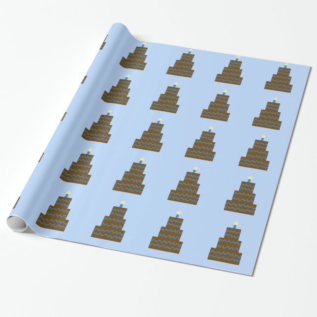 Blaues Schokoladen-Geburtstags-Kuchen-Packpapier Geschenkpapier (Ungerollt)