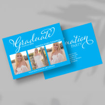 Blaues Schriftfoto-Collage-Abschlussankündigung