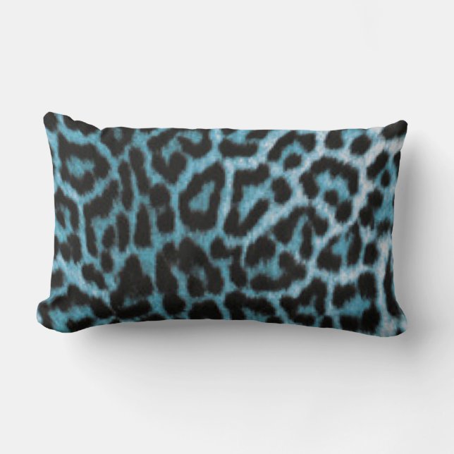 Blaues Schwarz-Leopard-Tierdruck Lendenkissen (Vorderseite)
