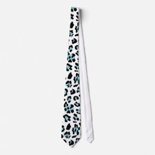 Blaues Schwarz-Leopard-Tierdruck-Muster Krawatte