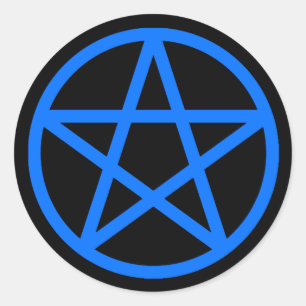Blaues Schwarz-Pentagramm-Körper-Aufkleber Runder Aufkleber