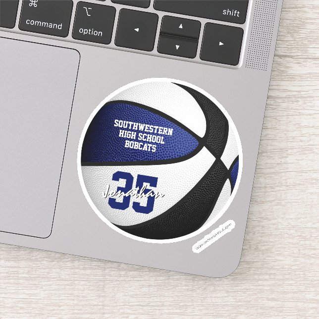 Blaues schwarzes Basketball-Team - Jungs-Mädchen Aufkleber (Detail)