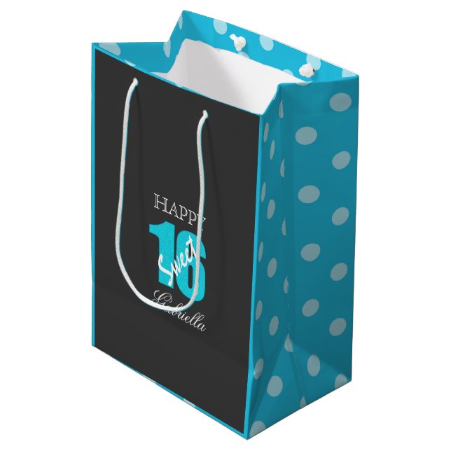 Blaues Schwarzes mit blauer Geschenk-Tasche des Mittlere Geschenktüte (Vorderseite Schrägansicht)