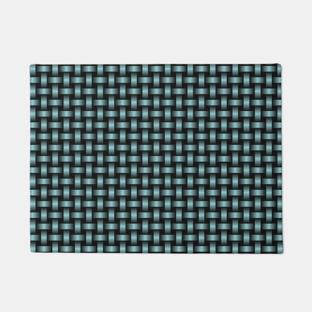 Blaues, schwarzes Muster Fußmatte (Vorderseite)