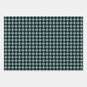 Blaues, schwarzes Muster Geschenkpapier Set