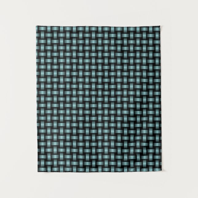 Blaues, schwarzes Muster Wandteppich (Vorderseite)