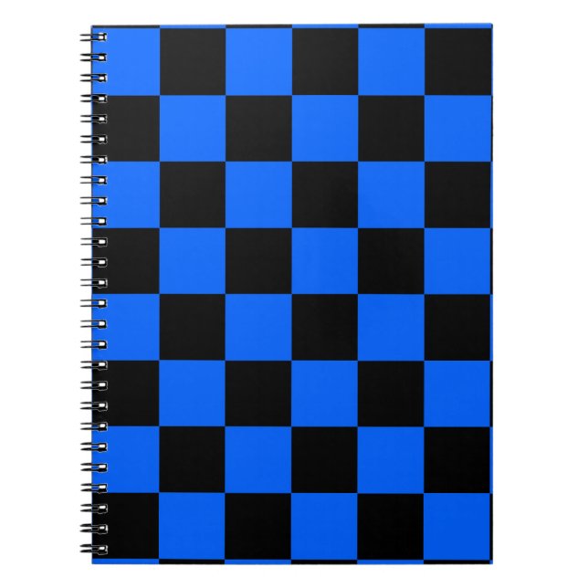 Blaues schwarzes Schachbrettmuster für den Karo Notizblock (Vorderseite)