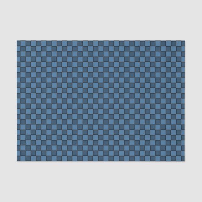 Blaues schwarzes Schachbrettmuster Seidenpapier (Vorderseite)