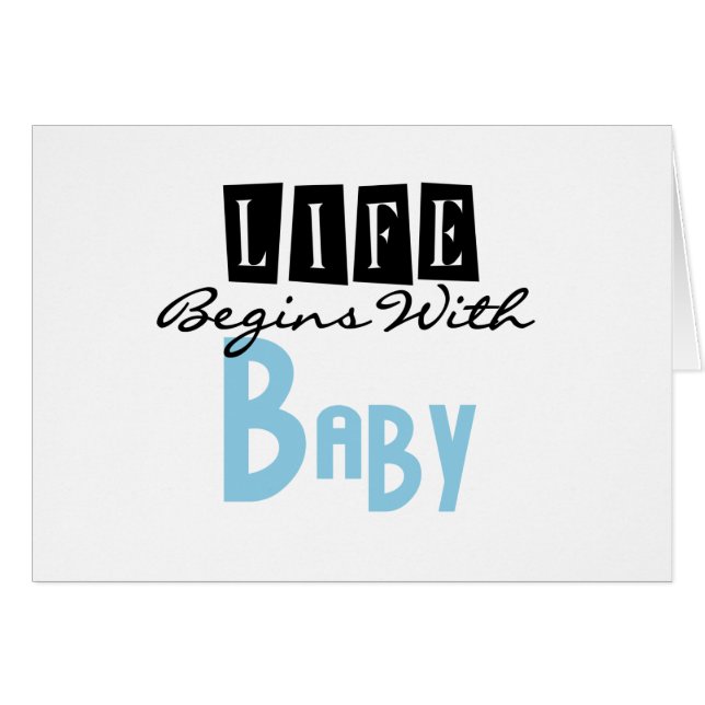 Blaues/schwarzes Text-Leben fängt mit Baby an (Vorderseite (Horizontal))
