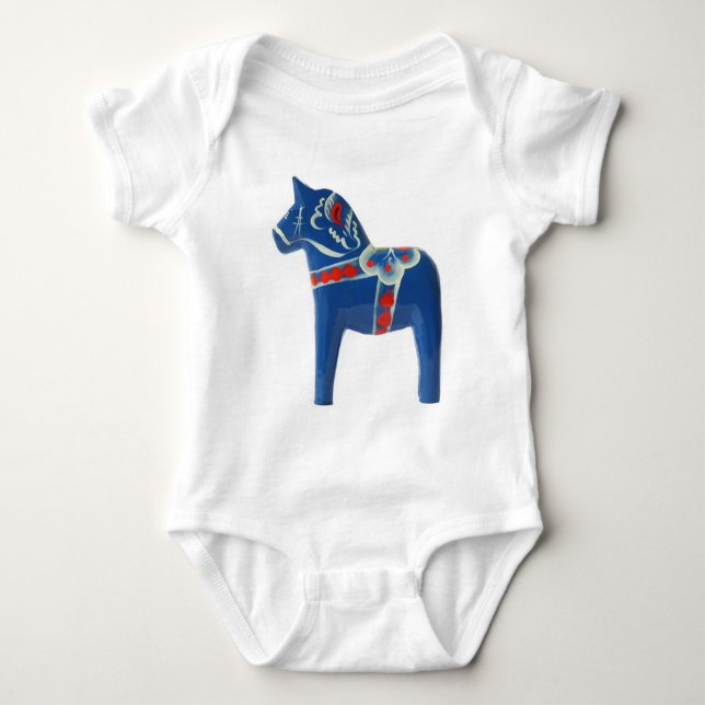 Blaues Schwede Dala Pferd Baby Strampler (Vorderseite)