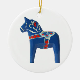 Blaues Schwede Dala Pferd Keramik Ornament