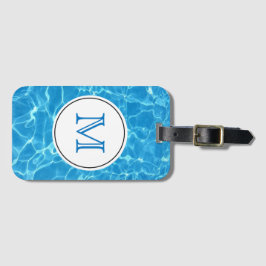Blaues Schwimmbad Wassermonogramm Gepäckanhänger