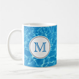 Blaues Schwimmbad Wassermonogramm Kaffeetasse