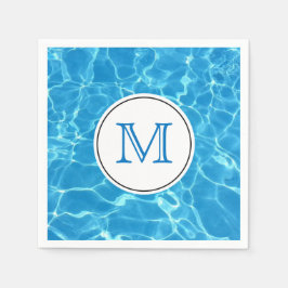 Blaues Schwimmbad Wassermonogramm Serviette