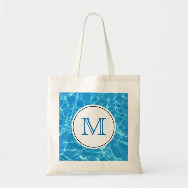 Blaues Schwimmbad Wassermonogramm Tragetasche (Vorne)