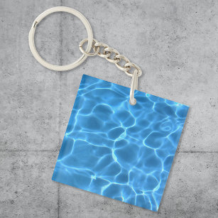 Blaues Schwimmbadmuster Schlüsselanhänger