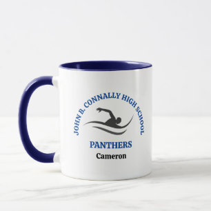 Blaues Schwimmteam Personalisierter Schwimmer Tasse