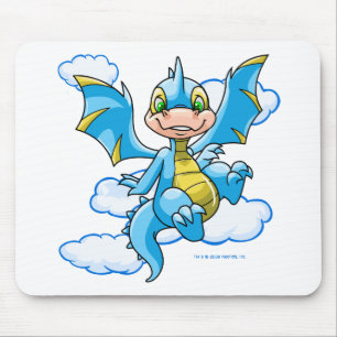Blaues Scorchio mit seinem Kopf in den Wolken Mousepad