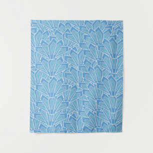 Blaues Scribble-Muster Wandteppich