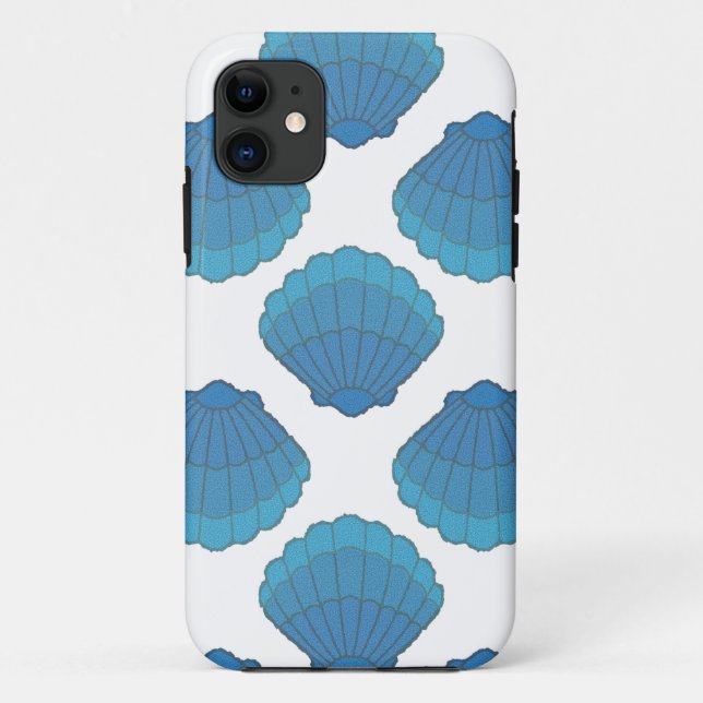 Blaues Seashell-Mosaikmuster Case-Mate iPhone Hülle (Rückseite)