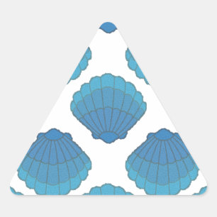 Blaues Seashell-Mosaikmuster Dreieckiger Aufkleber