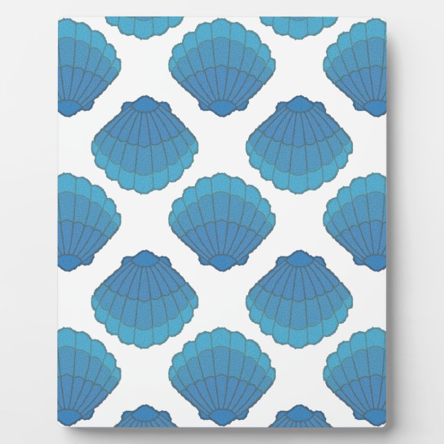 Blaues Seashell-Mosaikmuster Fotoplatte (Vorderseite)