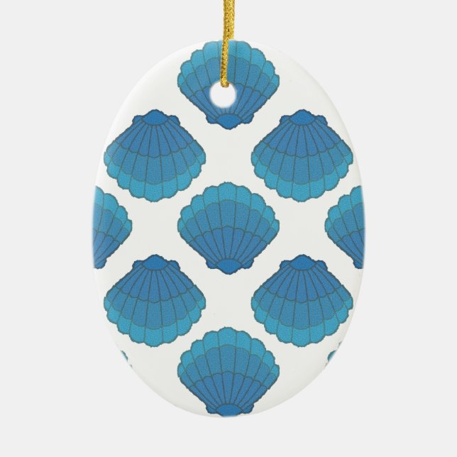 Blaues Seashell-Mosaikmuster Keramikornament (Vorne)