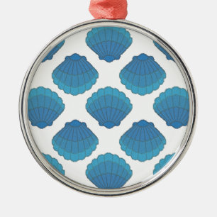 Blaues Seashell-Mosaikmuster Ornament Aus Metall