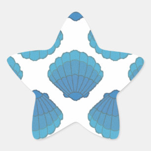 Blaues Seashell-Mosaikmuster Stern-Aufkleber