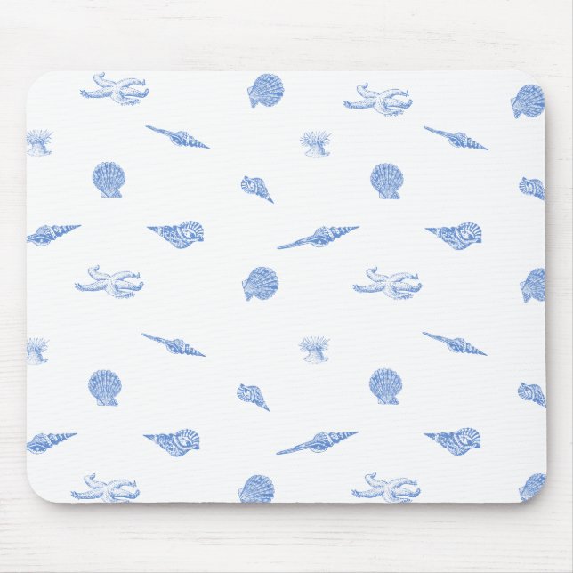 Blaues Seashells und Starfish mousepad (Vorne)