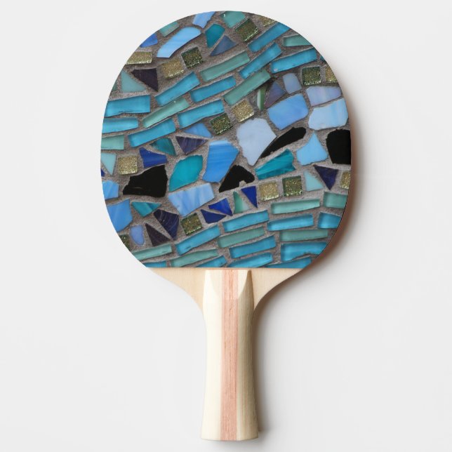 Blaues Seeglas-Mosaik Tischtennis Schläger (Vorderseite)