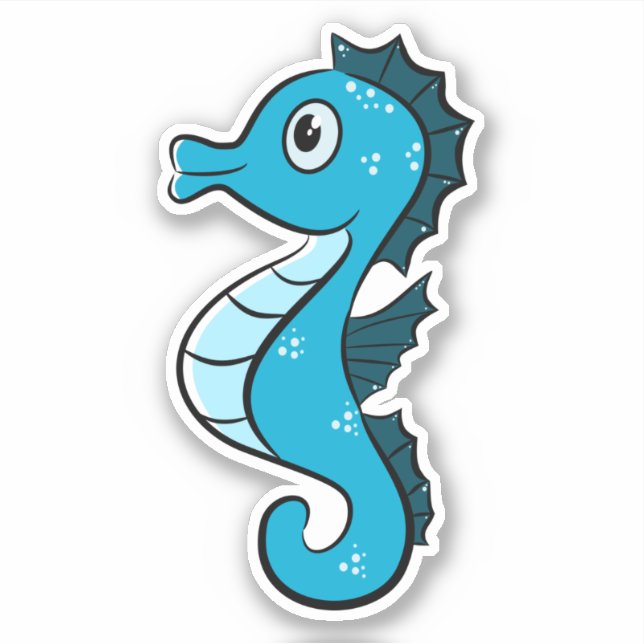 Blaues Seepferd Aufkleber (Vorderseite)