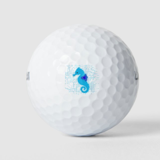 Blaues Seepferd im Hintergrund Golfball (Vorderseite)