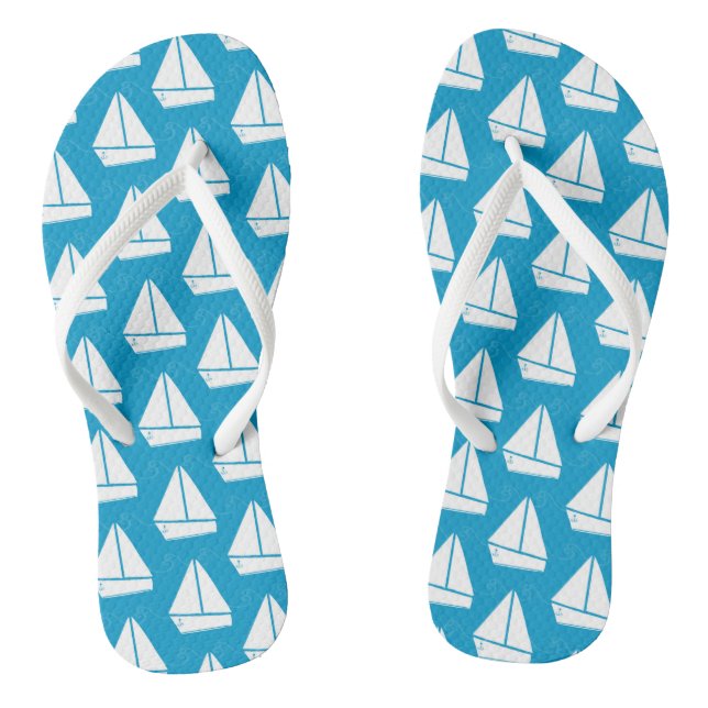 Blaues Segelboot-Muster Flip Flops (Fußbett)