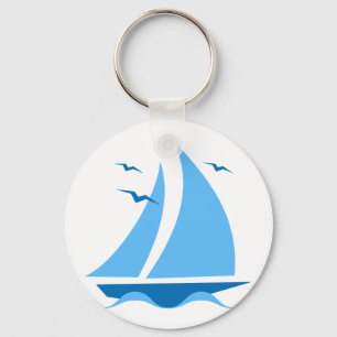 Blaues Segelboot Schlüsselanhänger