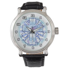 Blaues Serenity Cross Armbanduhr
