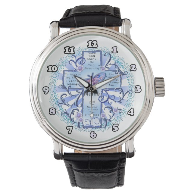 Blaues Serenity Cross Armbanduhr (Vorderseite)