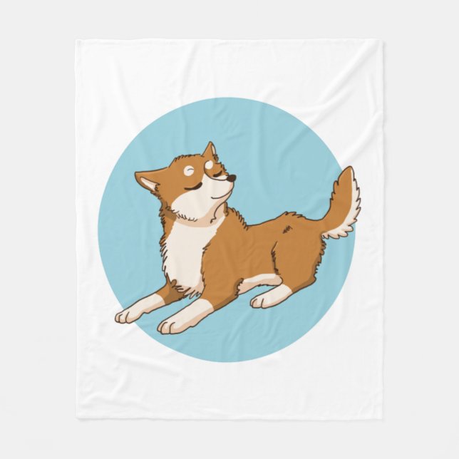 Blaues shiba-Design. Fleecedecke (Vorderseite)
