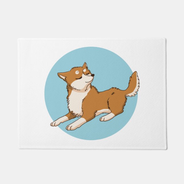 Blaues shiba-Design. Fußmatte (Vorderseite)