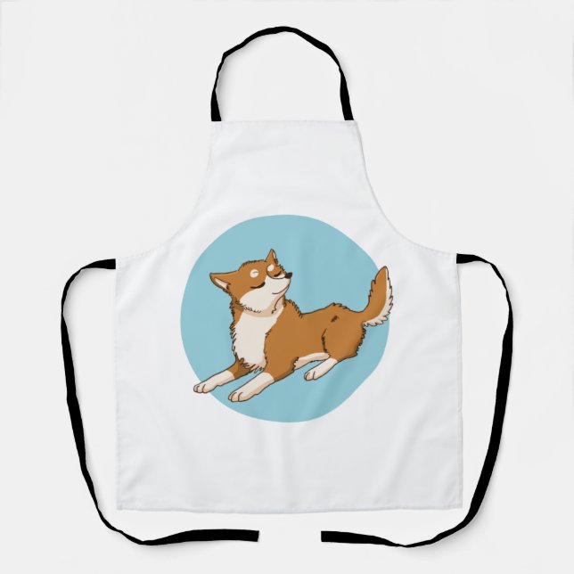 Blaues shiba-Design. Schürze (Vorderseite)
