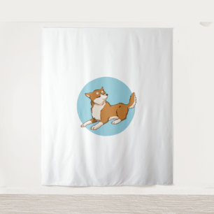 Blaues shiba-Design. Wandteppich