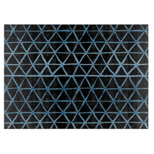 Blaues Shibori-Aquarellnetz-Muster auf schwarz Schneidebrett