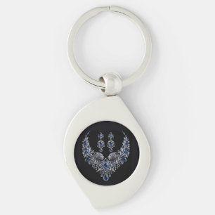 Blaues Silber-Tiger-Kristall-Schmuckset Schlüsselanhänger