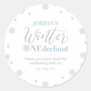 Blaues Silber Winter Onederland Danke vielmals Sch Runder Aufkleber