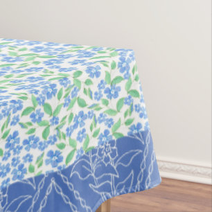 Blaues Singrün BlumenBoho Imitat-Patchwork-Muster Tischdecke
