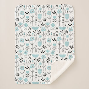 Blaues skandinavisches Muster Sherpadecke