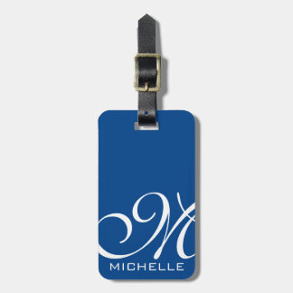 Blaues Skript Mit Monogramm Gepäckanhänger
