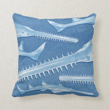Blaues Smalltooth Sawfish-Wurfs-Kissen